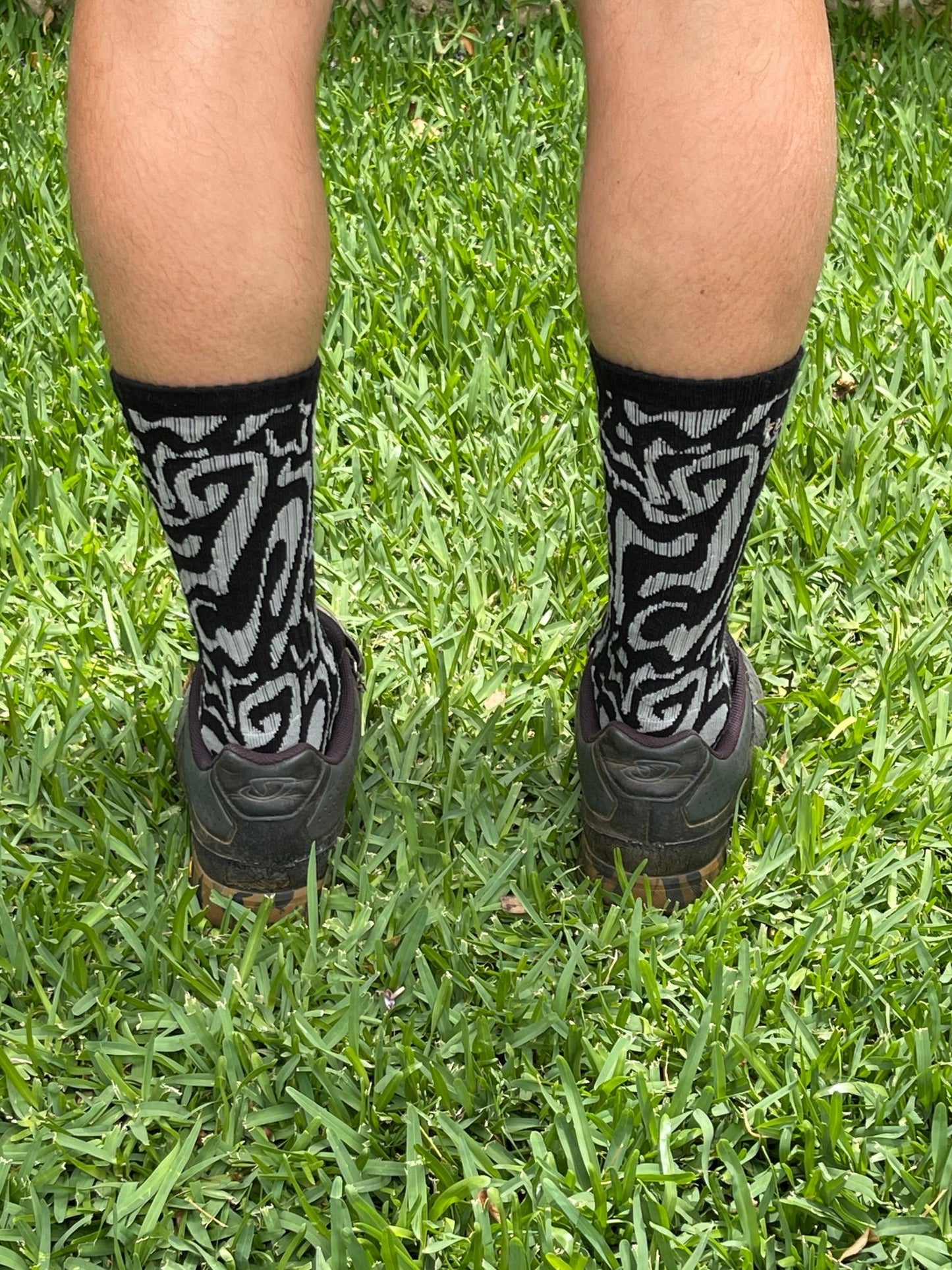 Jacquard Crew Sock - Granite - Frankd MTB Apparel