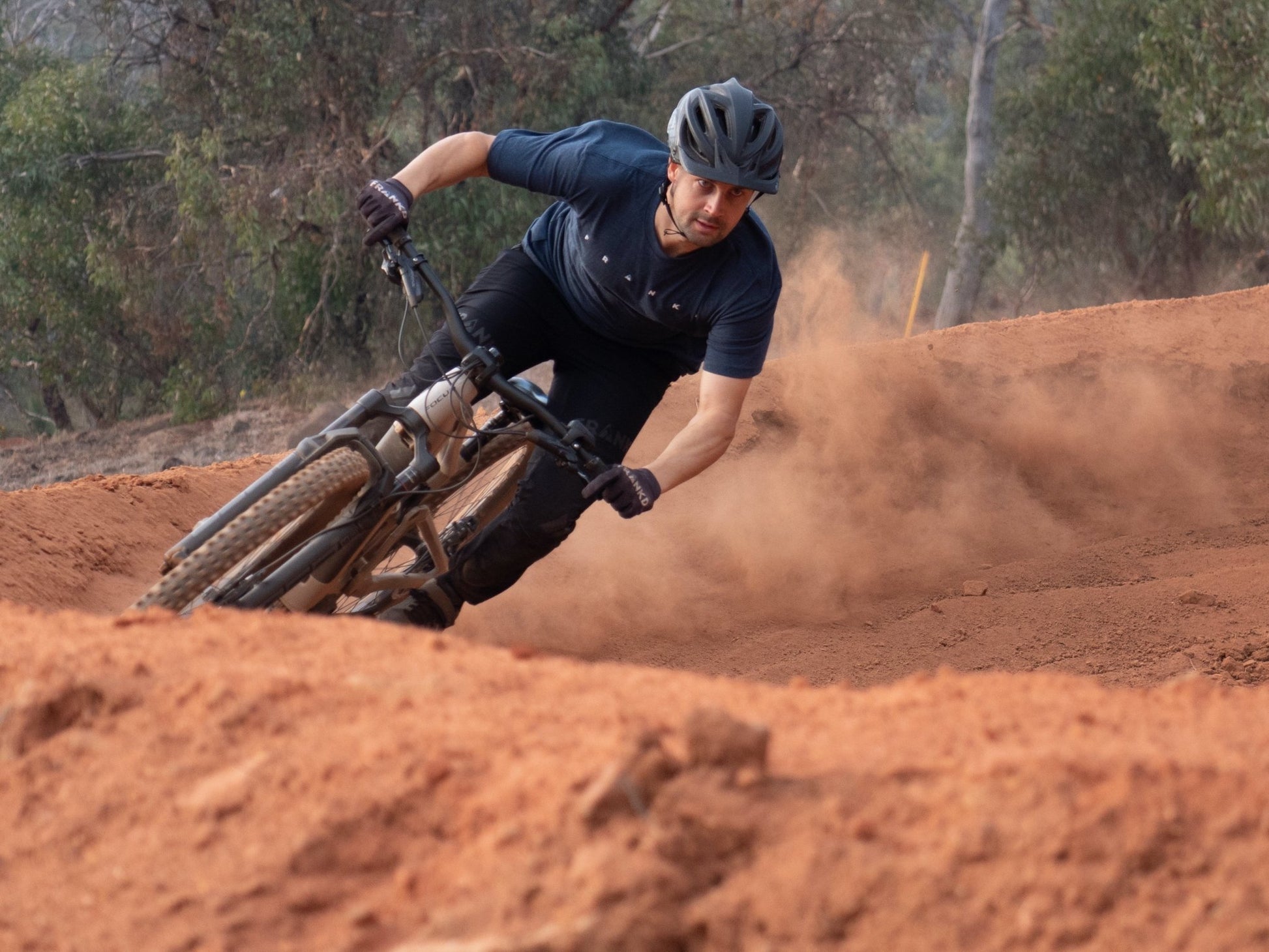 Wordmark Tech Tee Navy - Frankd MTB Apparel